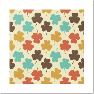 Retro Shamrocks Pattern Posters and Art